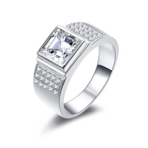 Premium 925 Silver Square Stone Ring